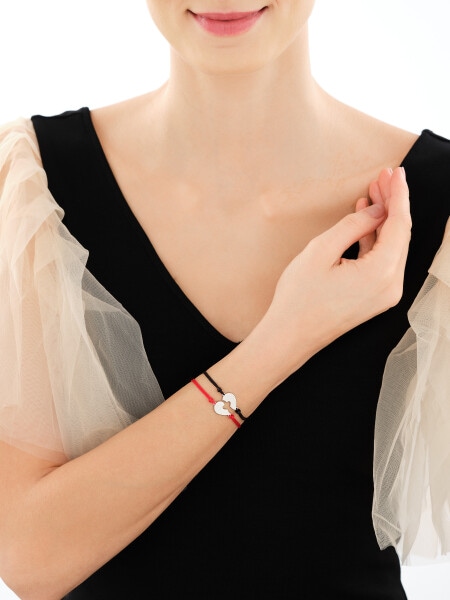 Srebrne bransoletki dla par - komplet - serce, love