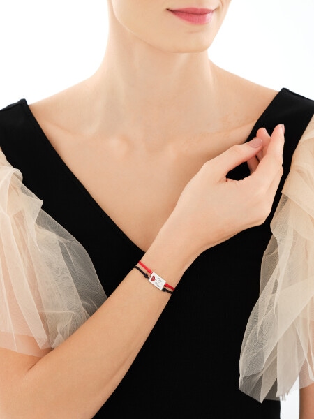 Srebrne bransoletki dla par - komplet - serce, love