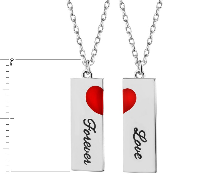 Srebrne naszyjniki dla par -  serce, love