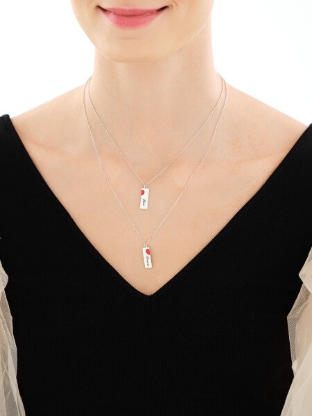 Srebrne naszyjniki dla par -  serce, love