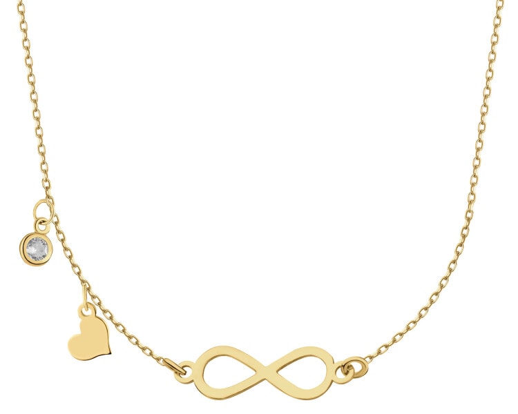 Naszyjnik srebrny z cyrkonią - nieskończoność, serce