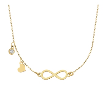 Naszyjnik srebrny z cyrkonią - nieskończoność, serce