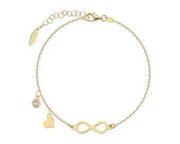 Bransoletka srebrna z cyrkonią - nieskończoność, serce