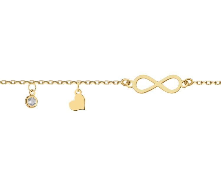Bransoletka srebrna z cyrkonią - nieskończoność, serce