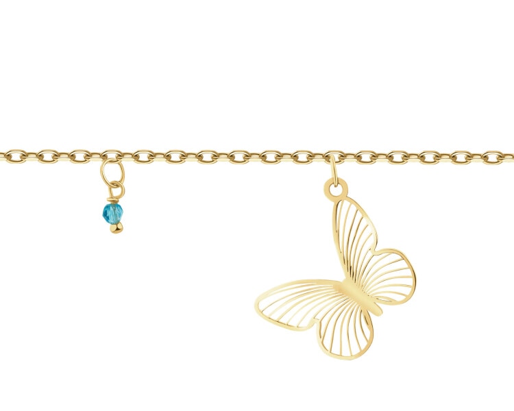 Bransoletka srebrna ze szligowanym szkłem - motyl