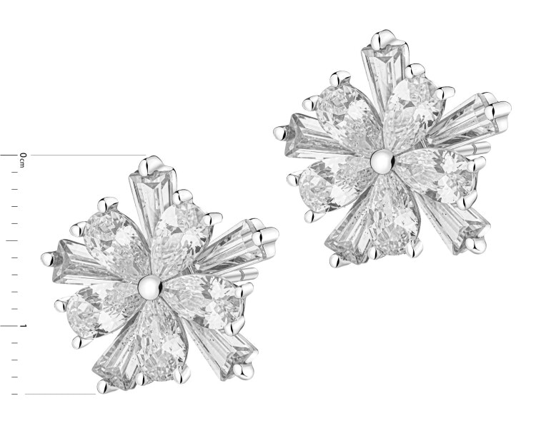 Rhodium Plated Silver Earrings with Cubic Zirconia