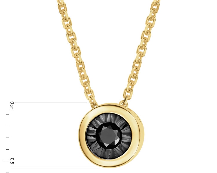 375 Yellow Gold Ruthenium-Plated Necklace with Black Diamond, Treated - 0,05 ct - fineness 375