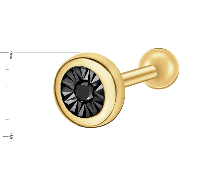375 Yellow Gold Ruthenium-Plated Piercing with Black Diamond, Treated - 0,01 ct - fineness 375