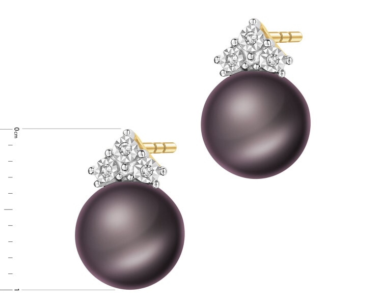 14 K Rhodium-Plated Yellow Gold Earrings - fineness 14 K