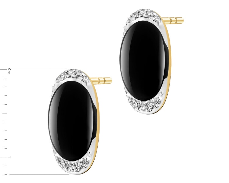 14 K Rhodium-Plated Yellow Gold Earrings - fineness 14 K