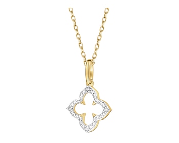Zawieszka z żółtego złota z diamentami - kwiat - 0,01 ct - próba 375