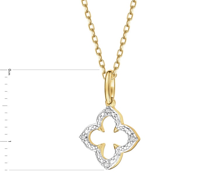 Zawieszka z żółtego złota z diamentami - 0,01 ct - próba 375