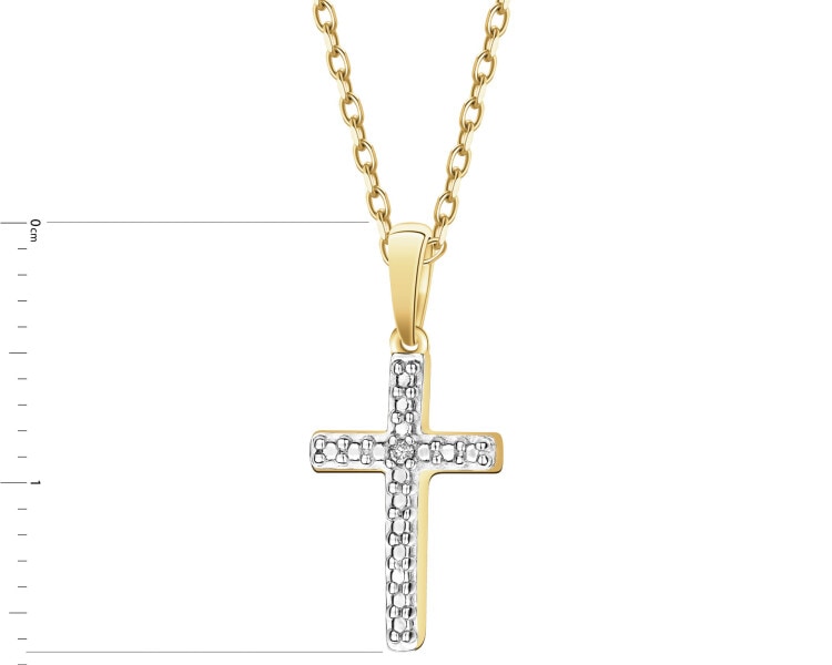 9 K Rhodium-Plated Yellow Gold Pendant with Diamond - 0,003 ct - fineness 9 K