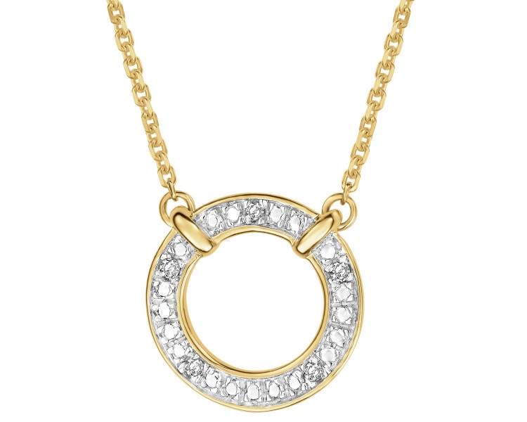 Zawieszka z żółtego złota z diamentami - koło - 0,02 ct - próba 375