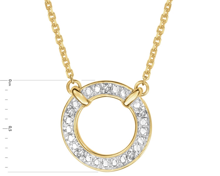 Naszyjnik z żółtego złota z diamentami - koło - 0,02 ct - próba 375