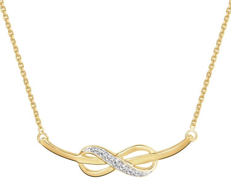 Naszyjnik z żółtego złota diamentami - nieskończoność - 0,04 ct - próba 375