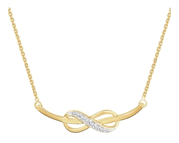 Naszyjnik z żółtego złota diamentami - nieskończoność - 0,04 ct - próba 375