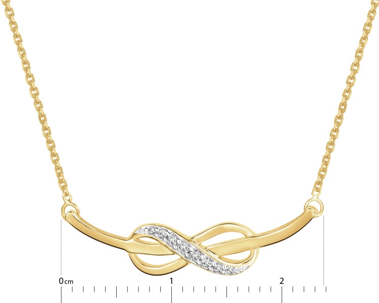 9 K Rhodium-Plated Yellow Gold Necklace with Diamonds - 0,04 ct - fineness 9 K