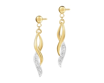 Kolczyki z żółtego złota z brylanatami - 0,008 ct - próba 585