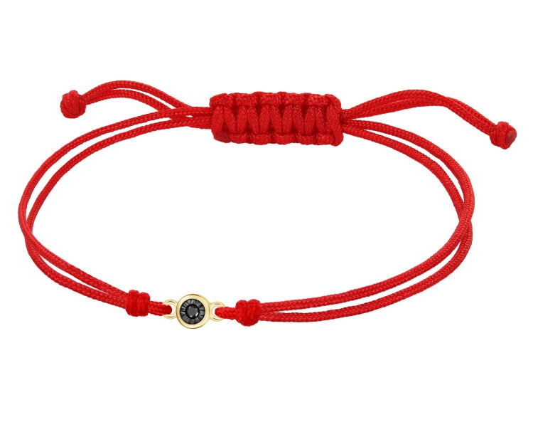 Bransoletka z elementami żółtego złota z brylantem czarnym - 0,008 ct - próba 375