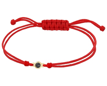 Bransoletka z elementami żółtego złota z brylantem czarnym - 0,008 ct - próba 375