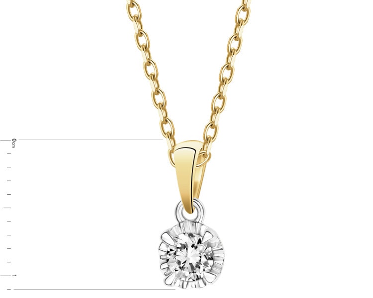 Zawieszka z żółtego i białego złota z brylantem - 0,20 ct - próba 585