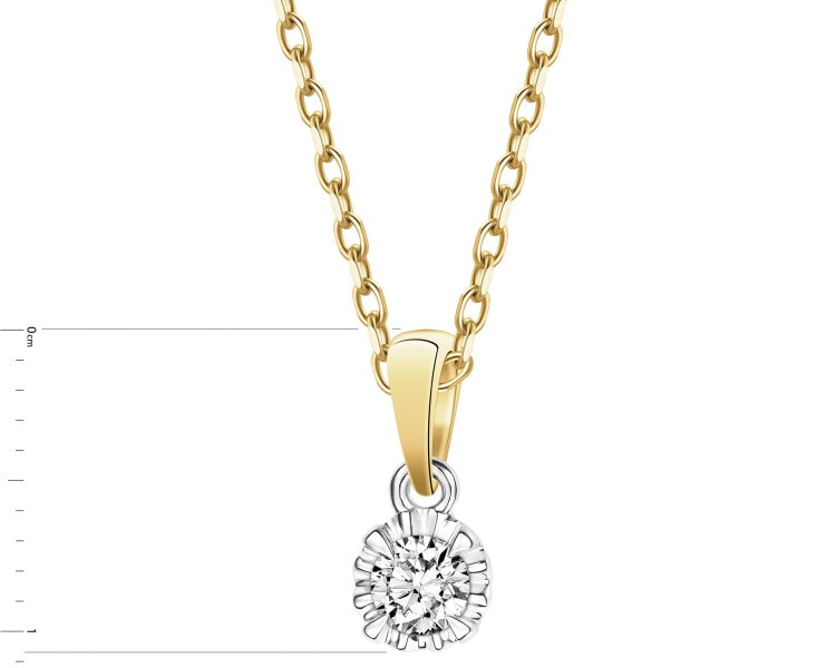 Zawieszka z żółtego i białego złota z brylantem - 0,15 ct - próba 585
