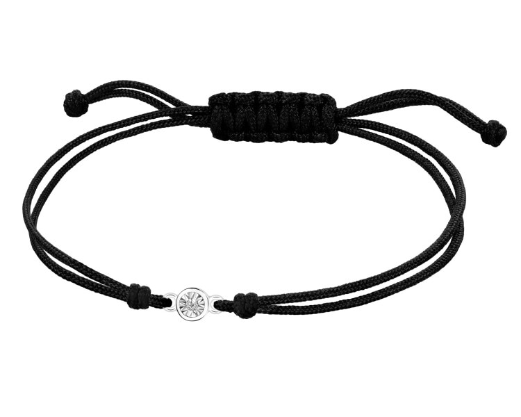 Bransoletka z elementami białego złota i diamentem - 0,007 ct - próba 585