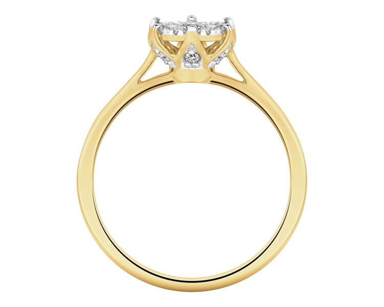 Pierścionek z żółtego złota z brylantami - 0,20 ct - próba 585