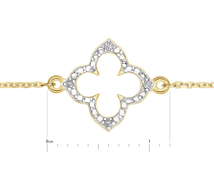 Bransoletka z żółtego złota z diamentami - 0,01 ct - próba 375