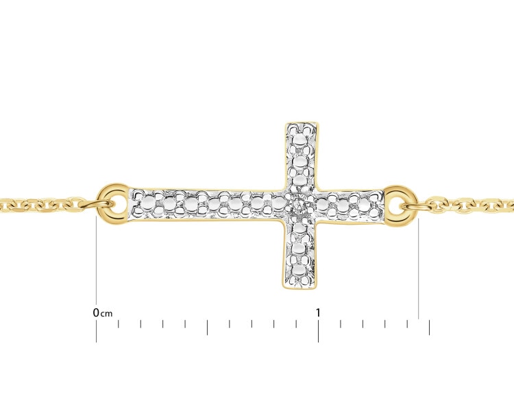 9 K Rhodium-Plated Yellow Gold Bracelet with Diamond - 0,003 ct - fineness 9 K