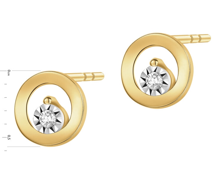 Kolczyki z żółtego i białego złota z brylantami - 0,02 ct - próba 375