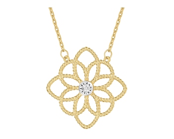 Naszyjnik z żółtego złota z brylantem - 0,02 ct - próba 375