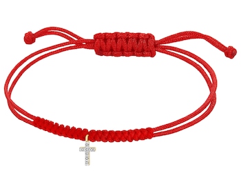 Bransoletka z elementami żółtego złota z diamentami - krzyż - 0,01 ct - próba 375