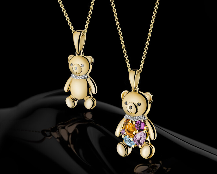 14 K Rhodium-Plated Yellow Gold Pendant - fineness 14 K