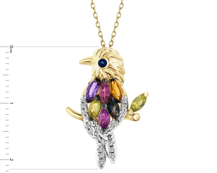 14 K Rhodium-Plated Yellow Gold Pendant - fineness 14 K