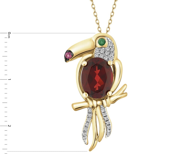 14 K Rhodium-Plated Yellow Gold Pendant - fineness 14 K