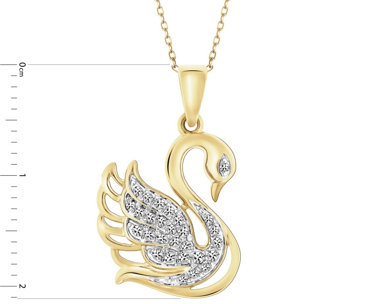14 K Rhodium-Plated Yellow Gold Pendant with Diamonds - 0,10 ct - fineness 14 K