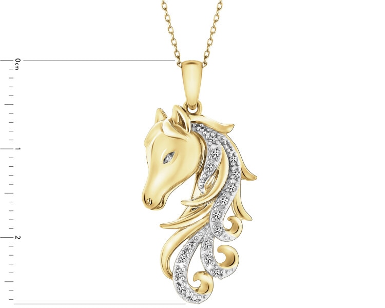 Zawieszka z żółtego złota  z diamentami - koń - 0,08 ct - próba 585