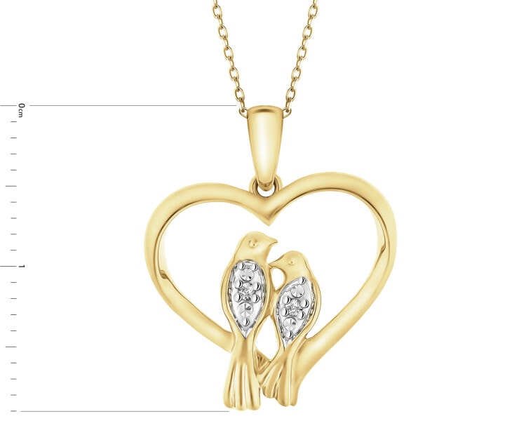 9 K Rhodium-Plated Yellow Gold Pendant with Diamonds - 0,01 ct - fineness 9 K