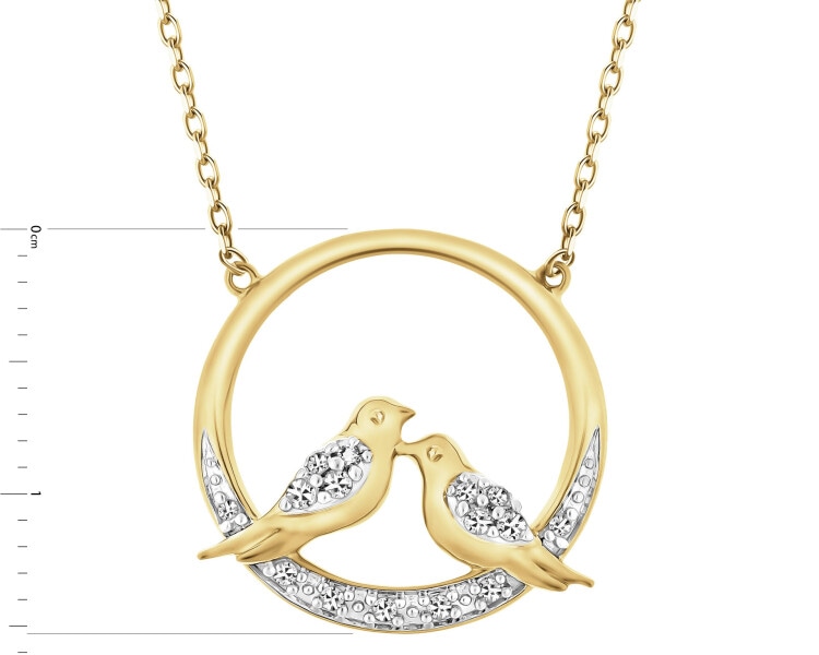 9 K Rhodium-Plated Yellow Gold Necklace with Diamonds - 0,06 ct - fineness 9 K