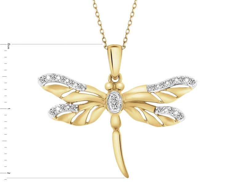 14 K Rhodium-Plated Yellow Gold Pendant with Diamonds - 0,07 ct - fineness 14 K