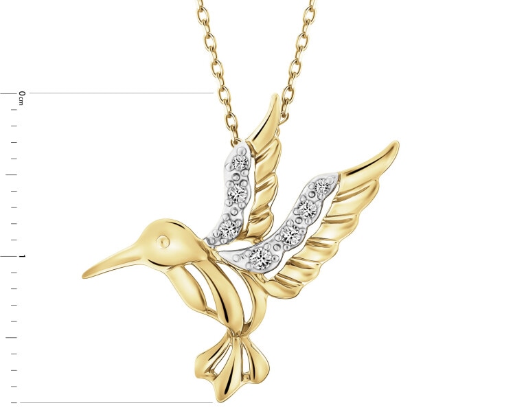 14 K Rhodium-Plated Yellow Gold Necklace with Diamonds - 0,05 ct - fineness 14 K