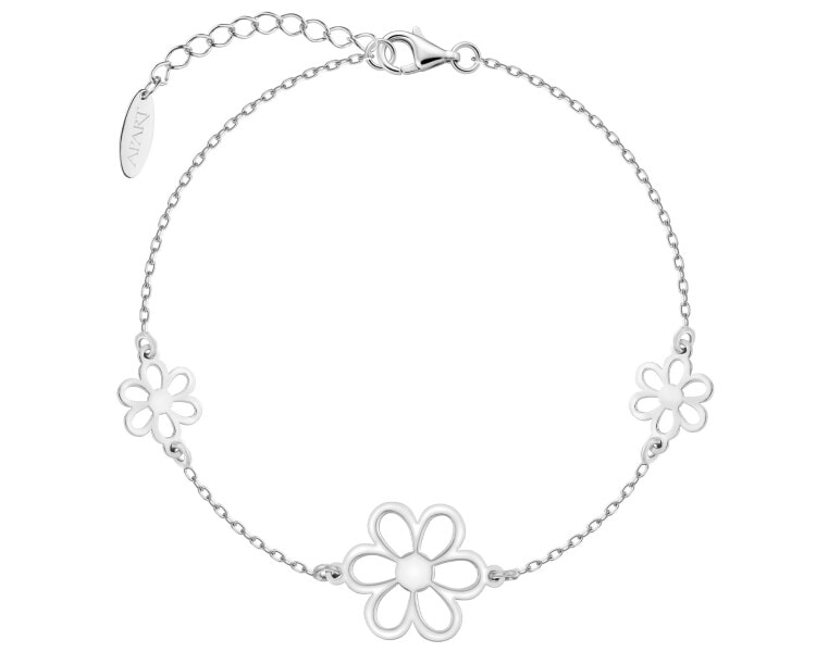 Bransoletka srebrna - kwiaty