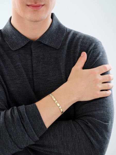 14 K Rhodium-Plated Yellow Gold Bracelet 