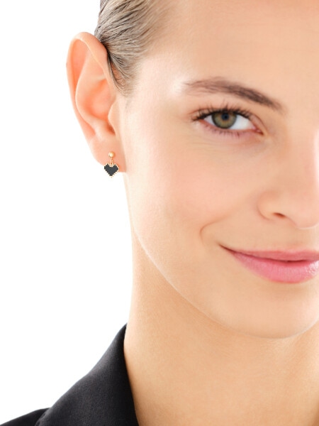 Złote kolczyki z emalią - serca