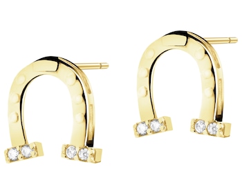 Złote kolczyki z cyrkoniami - podkowy
