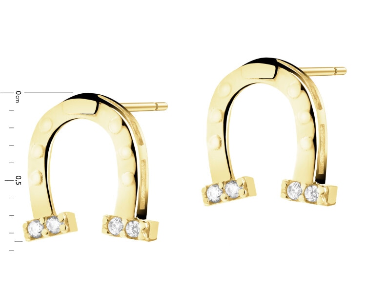 14 K Yellow Gold Earrings with Cubic Zirconia