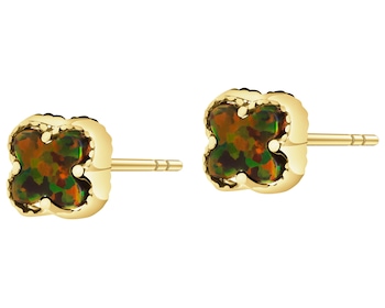 Złote kolczyki z cyrkoniami - koniczyny