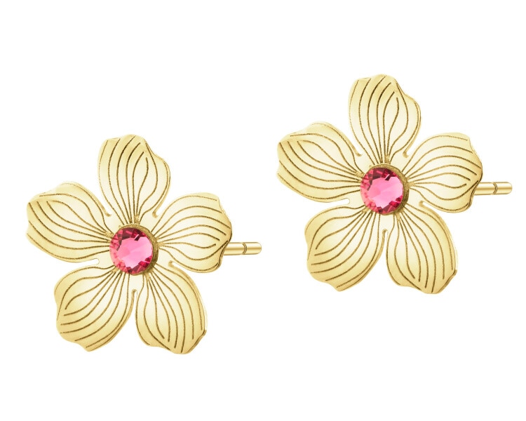 9 K Yellow Gold Earrings with Cubic Zirconia